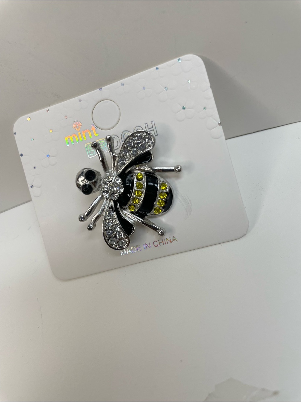 Bee Brooch in Silver, Black and Yellow NWT